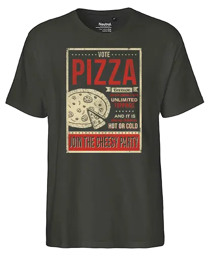 Vote Pizza - vote, wahlen, politik, käse, essen - Fairtrade T-Shirt