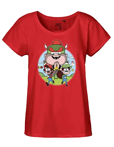 Super Mystery Bros - mario, luigi, dipper, mabel, gideon, waddles, mashup - Fairtrade Girl Shirt
