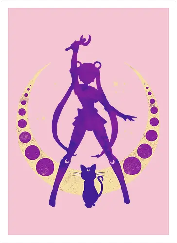 Champion of Justice - sailor, moon, cat, bunny, girl, moonstone, anime, manga, tuxedo - Kunstdruck
