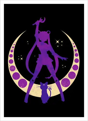Champion of Justice - sailor, moon, cat, bunny, girl, moonstone, anime, manga, tuxedo - Kunstdruck