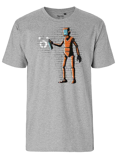 Outsider graffiti - robot, stray, cat, katze, cute, friend - Fairtrade T-Shirt