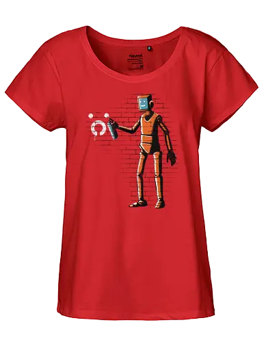 Outsider graffiti - robot, stray, cat, katze, cute, friend - Fairtrade Girl Shirt