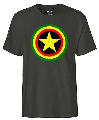 Captain Rasta - fun, mcu, jamaica, rastafari, rasta, mashup - Fairtrade T-Shirt