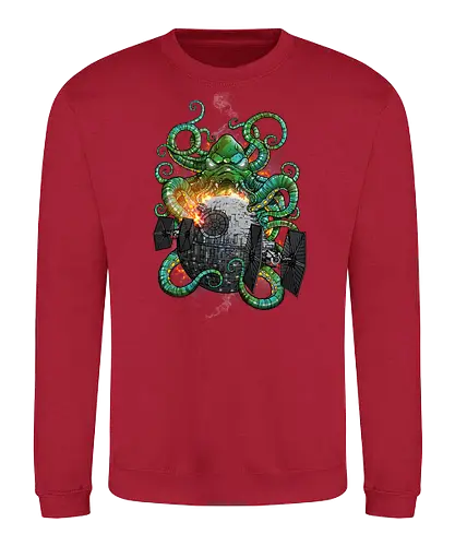 Cthulhu Strikes Back - cthulhu, hp lovecraft, moon, tie fighter, mashup - Sweatshirt