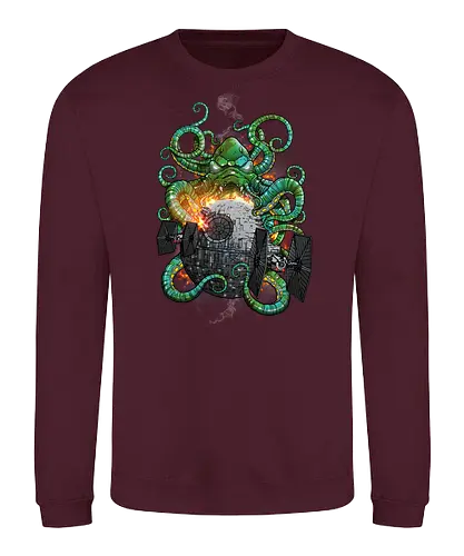 Cthulhu Strikes Back - cthulhu, hp lovecraft, moon, tie fighter, mashup - Sweatshirt