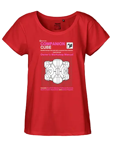 Cube Manual - companion cube, manual, valve, portal, portal 2, gaming, cube, aperture laboratories - Fairtrade Girl Shirt