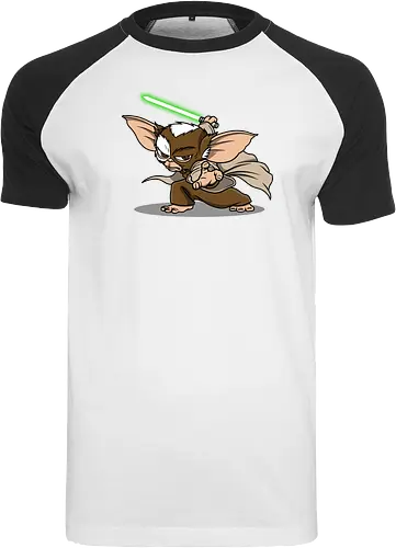 Master Mogwai - mogwai, gremlins, Alien, mashup, lightsaber, master - Raglan T-Shirt