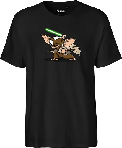 Master Mogwai - mogwai, gremlins, Alien, mashup, lightsaber, master - Fairtrade T-Shirt