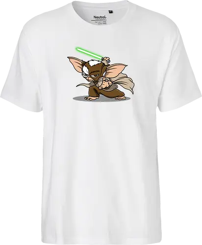 Master Mogwai - mogwai, gremlins, Alien, mashup, lightsaber, master - Fairtrade T-Shirt