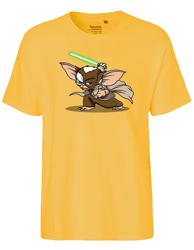 Master Mogwai - mogwai, gremlins, Alien, mashup, lightsaber, master - Fairtrade T-Shirt