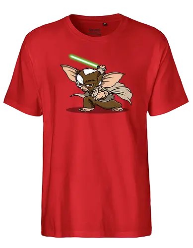 Master Mogwai - mogwai, gremlins, Alien, mashup, lightsaber, master - Fairtrade T-Shirt