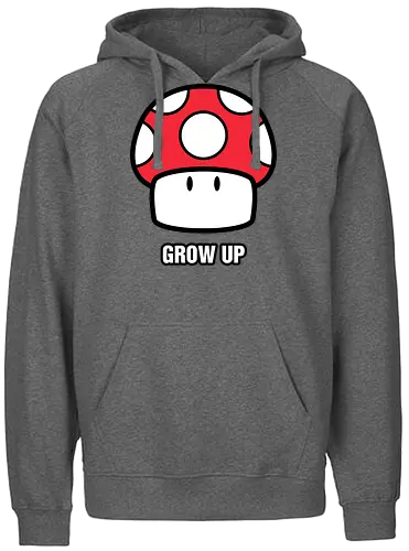 Grow Up - mario, mushroom, level up, grow up, videogames - Fairtrade Hoodie