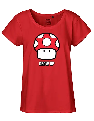 Grow Up - mario, mushroom, level up, grow up, videogames - Fairtrade Girl Shirt