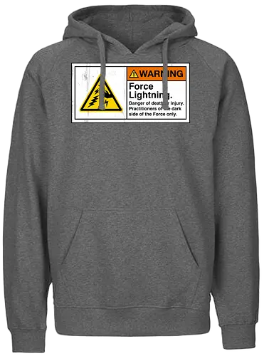 Warning Force Lightning - force, space, space opera, dark side - Fairtrade Hoodie