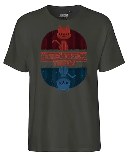 Schrödinger Things - schrödingers katze, Upside down, mashup, stranger kids, serie, katze, neko - Fairtrade T-Shirt