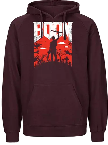 BOOM - evil, zombie, ash, chainsaw, horror, classic, demon, dd, ddite, book of the dd - Fairtrade Hoodie