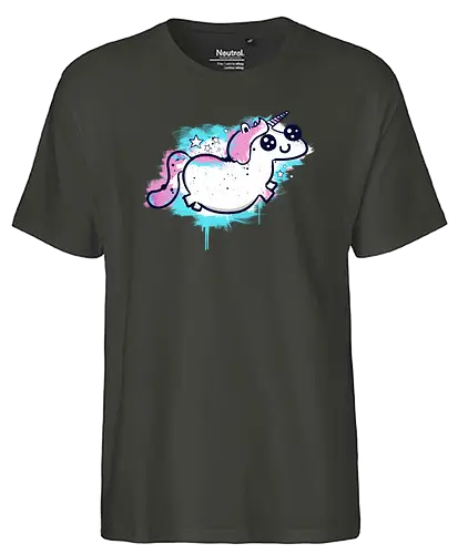 Happy Unicorn - einhorn, unicorn, fantasy, cute, süß, niedlich, graffiti - Fairtrade T-Shirt