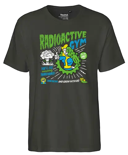 Radioactive Gym - fallout, radioactive, nuke, wasteland, gym, mutant, gaming, game, nuklr - Fairtrade T-Shirt