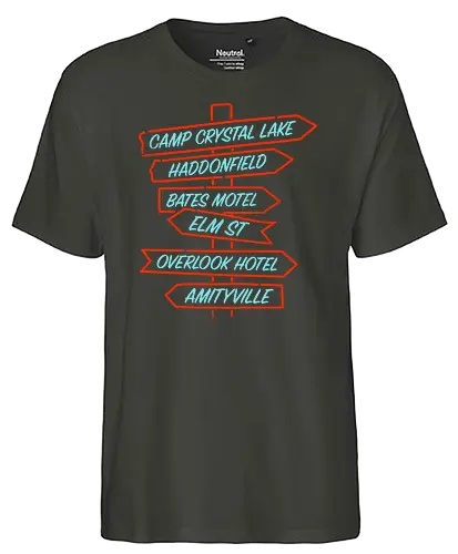 Sign of Horror - neon, horror, classics, psycho, shining, freitag der 13., tgif, nightmare - Fairtrade T-Shirt