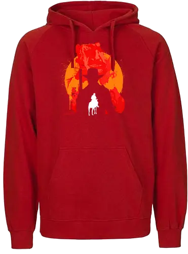 Red Showdown - red, redemption, cowboy, gaming, western, dd - Fairtrade Hoodie