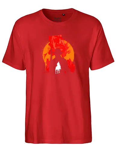 Red Showdown - red, redemption, cowboy, gaming, western, dd - Fairtrade T-Shirt