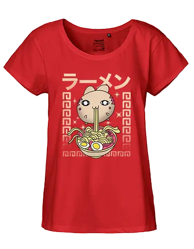 Hungry Cat - neko, katze, cat, ramen, nudeln, essen, cute, niedlich, kawaii, t - Fairtrade Girl Shirt