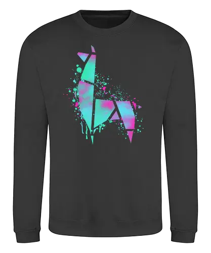 Neon Llama - origami, lama, tiere, neon, kunst, llama - Sweatshirt