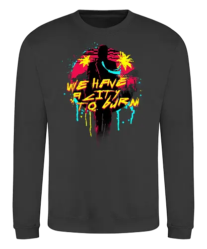 city to burn - cyber, sci fi, rpg, gaming, 2077 - Sweatshirt