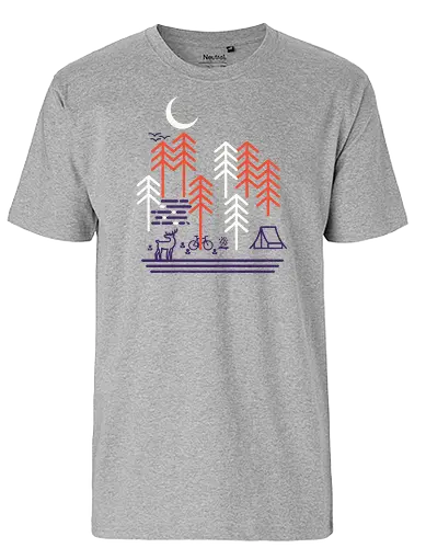 Bicycle Days - camping, outdoor, hiking, wald, forest, hirsch, reh, draußen, natur, umwelt, nature, fahrrad - Fairtrade T-Shirt