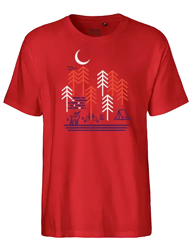Bicycle Days - camping, outdoor, hiking, wald, forest, hirsch, reh, draußen, natur, umwelt, nature, fahrrad - Fairtrade T-Shirt