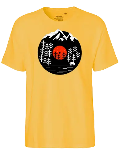 Vinyl Nature - schallplatte, vinyl, natur, bär, wald, forest, outdoor, hiking, wandern, nature, br - Fairtrade T-Shirt