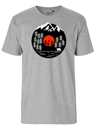 Vinyl Nature - schallplatte, vinyl, natur, bär, wald, forest, outdoor, hiking, wandern, nature, br - Fairtrade T-Shirt