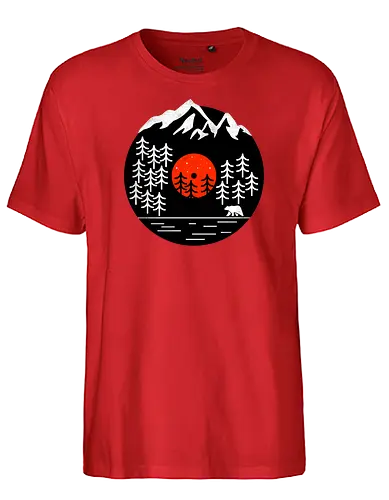 Vinyl Nature - schallplatte, vinyl, natur, bär, wald, forest, outdoor, hiking, wandern, nature, br - Fairtrade T-Shirt