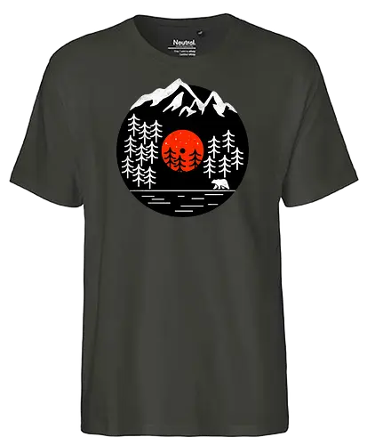 Vinyl Nature - schallplatte, vinyl, natur, bär, wald, forest, outdoor, hiking, wandern, nature, br - Fairtrade T-Shirt