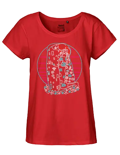 Neon Kiss - kiss, art, neon, gustav klimt, mashup, 80s - Fairtrade Girl Shirt