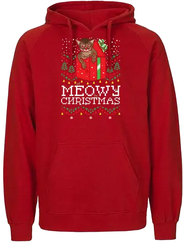 Meowy Christmas - meow, cat, katze, weihnachten, christmas, x-mas - Fairtrade Hoodie