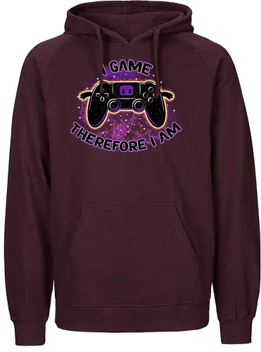 I Game Therefore I Am - gaming, controller, console, I game - Fairtrade Hoodie