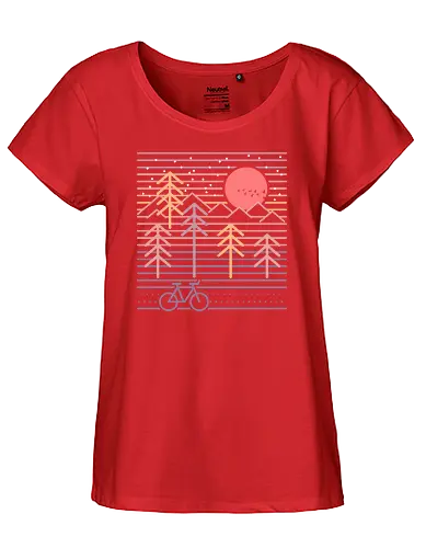 Bike Scene - bike, fahrrad, outside, nature, sunset - Fairtrade Girl Shirt