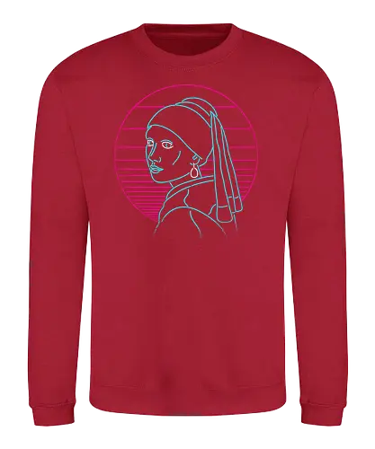 Girl with a neon rring - art, kunst, retro, neon, Perlenohrring, Prl rring - Sweatshirt