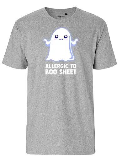 Allergic To Boo Sheet - boo, ghost, Allergies, bullshit - Fairtrade T-Shirt