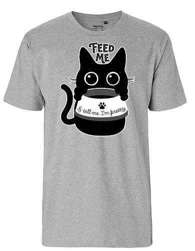 Feed Me - pretty, cat, food, cute, black - Fairtrade T-Shirt