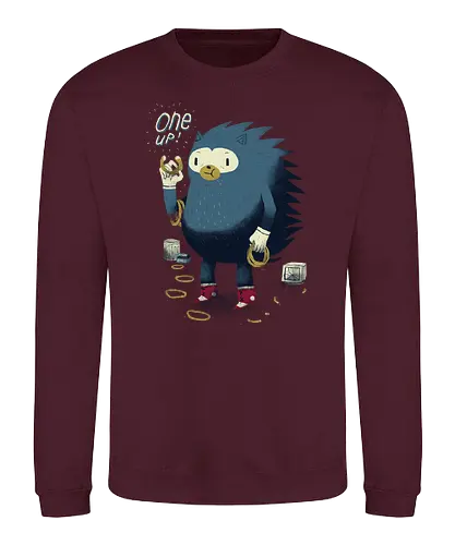 One Up - hedgehog, fast, gaming, video game, classic gaming, fun - Sweatshirt