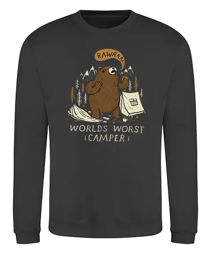 Worlds Worst Camper - fun, camping, outdoor, tent, zelten, natur, bär, br - Sweatshirt