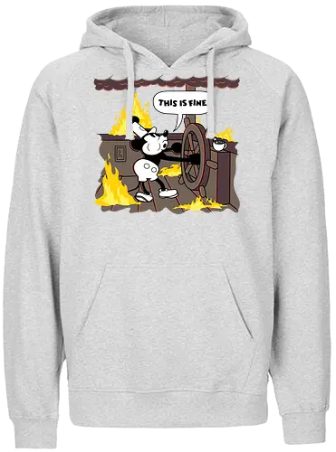 This is Fine - Steamboat - mouse, retro, This is fine, meme, steamboat - Fairtrade Hoodie