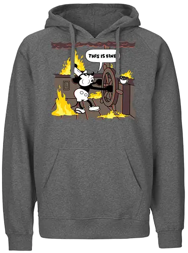 This is Fine - Steamboat - mouse, retro, This is fine, meme, steamboat - Fairtrade Hoodie