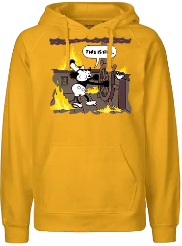 This is Fine - Steamboat - mouse, retro, This is fine, meme, steamboat - Fairtrade Hoodie