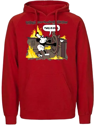 This is Fine - Steamboat - mouse, retro, This is fine, meme, steamboat - Fairtrade Hoodie