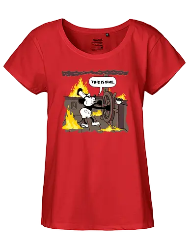 This is Fine - Steamboat - mouse, retro, This is fine, meme, steamboat - Fairtrade Girl Shirt