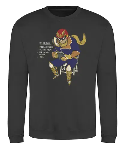 Falcon To Do - falcon, punch, kick, yes, moves, f-zero, retrogames, gaming, videogames - Sweatshirt