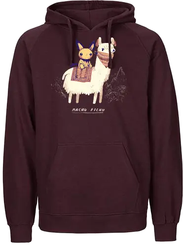 Machu Pichu - machu picchu, pocket, monster, llama, Alpaka, alpaca, lama - Fairtrade Hoodie